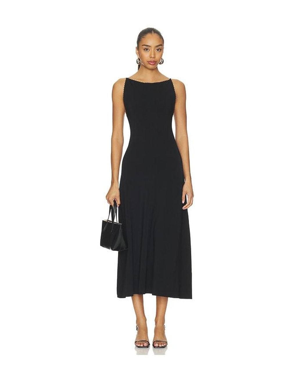 Theory Black Square Neck Maxi Dress