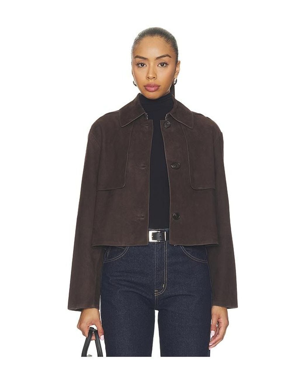 Theory Blue Crop Trench Jacket
