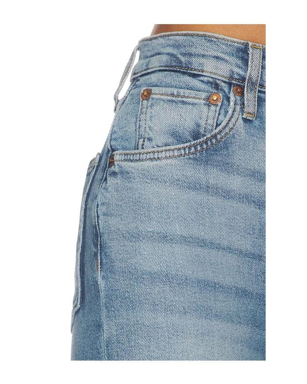 Re/done Blue High Rise Wide Leg Jeans