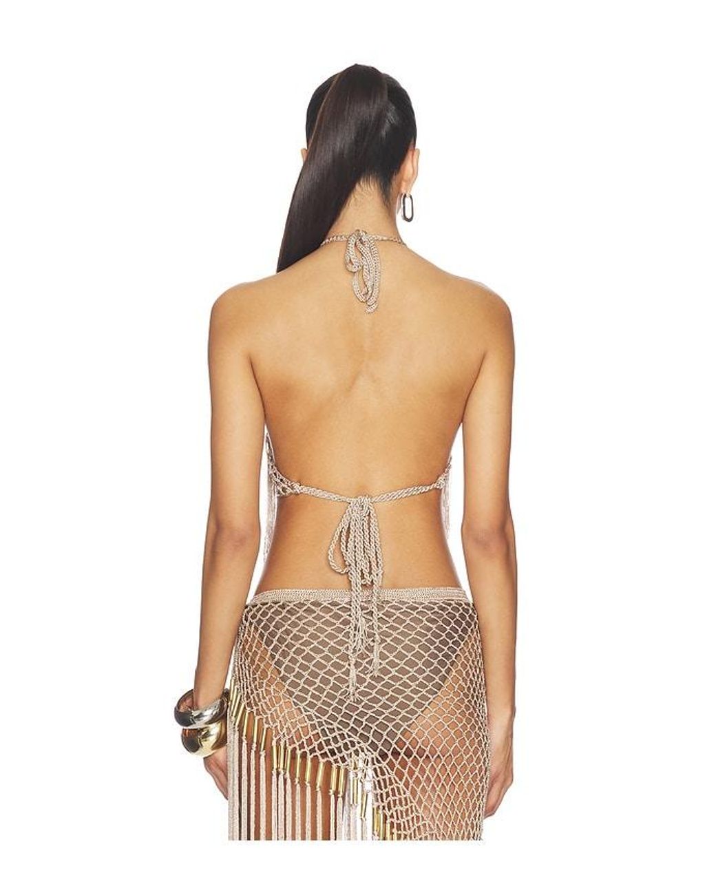 MY BEACHY SIDE Natural Aria Hand Crochet Halter Top