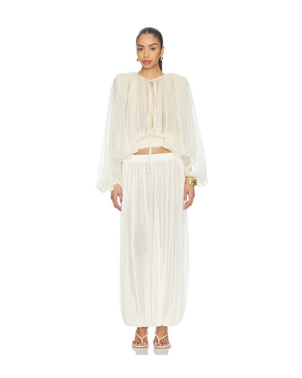 Bronx and Banco White Calia Chiffon Pant