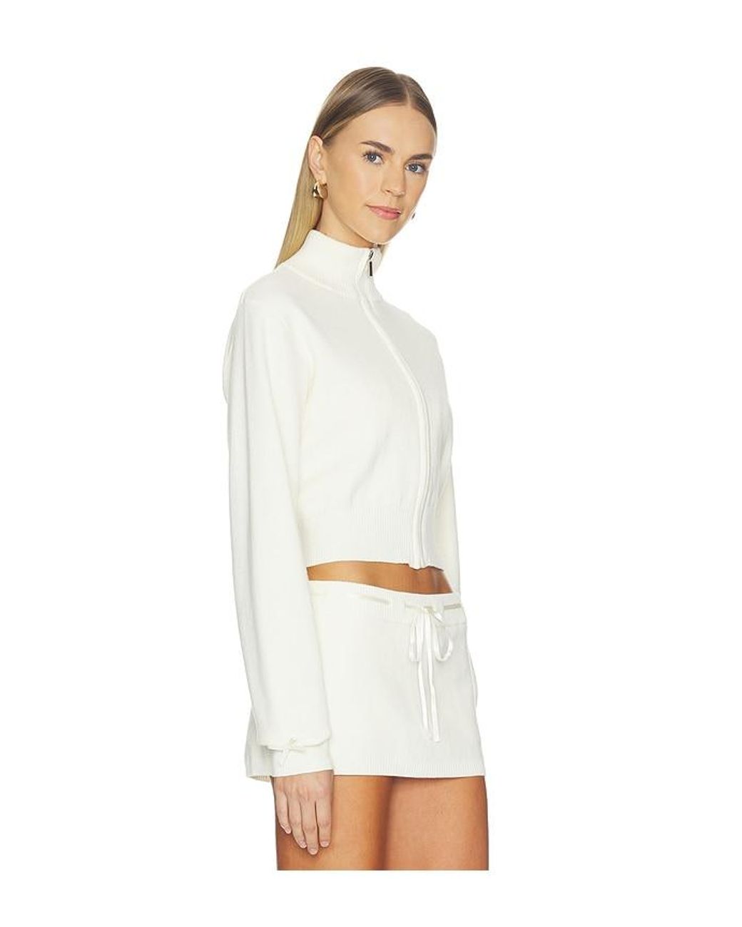 Amelie Teje White Gianna Zip Up Cardigan