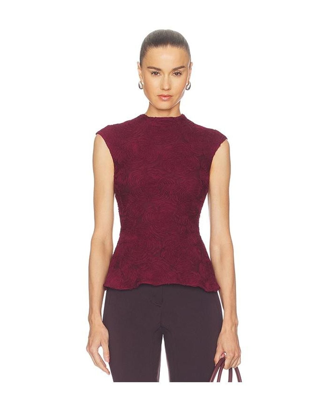 ROTATE BIRGER CHRISTENSEN Purple Flower Mesh Top