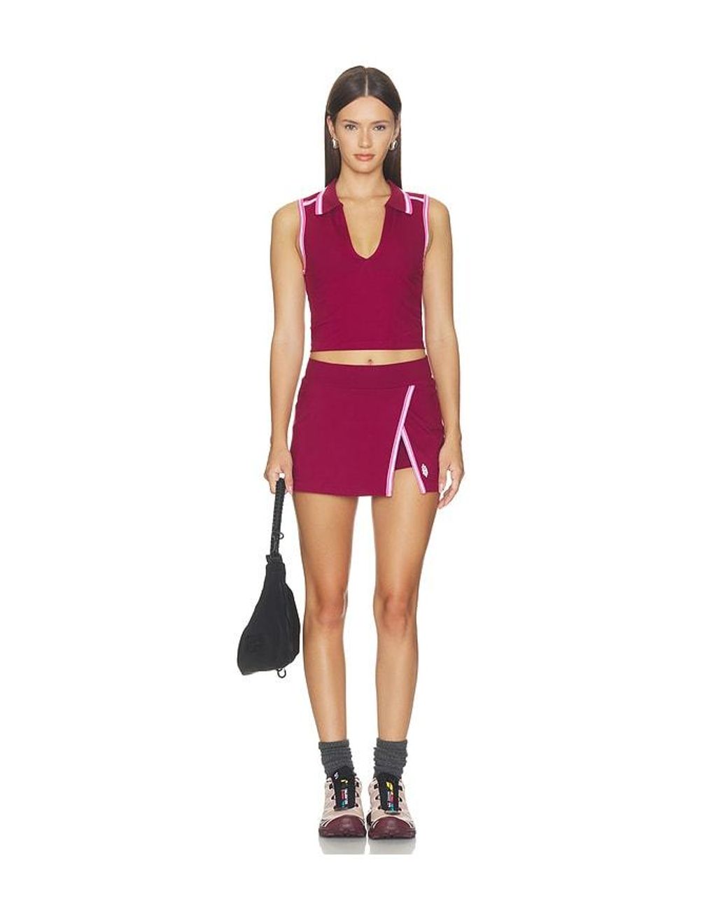 Free People Red X Fp Movement Forehand Polo Top