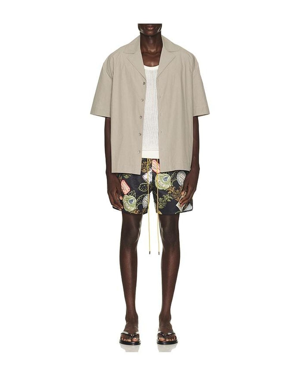 Rhude Black Vin Bandana Print Swim Shorts for men