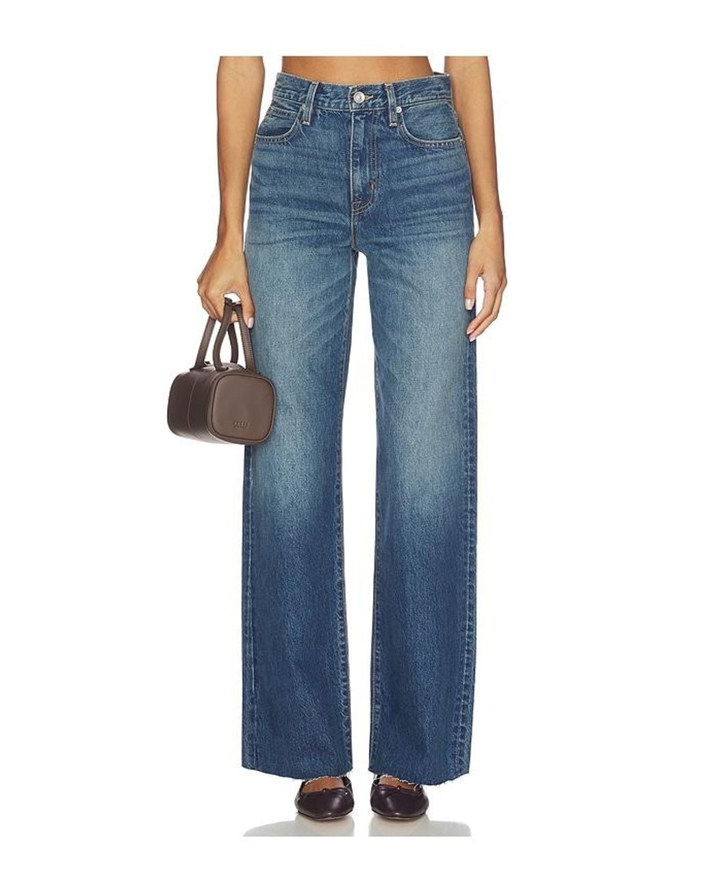 SLVRLAKE Denim Blue Grace High Rise Wide Leg Jeans