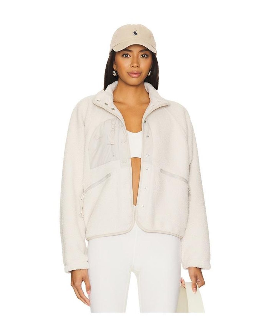 Free People White Fleece Ripstop Hooded Jacket