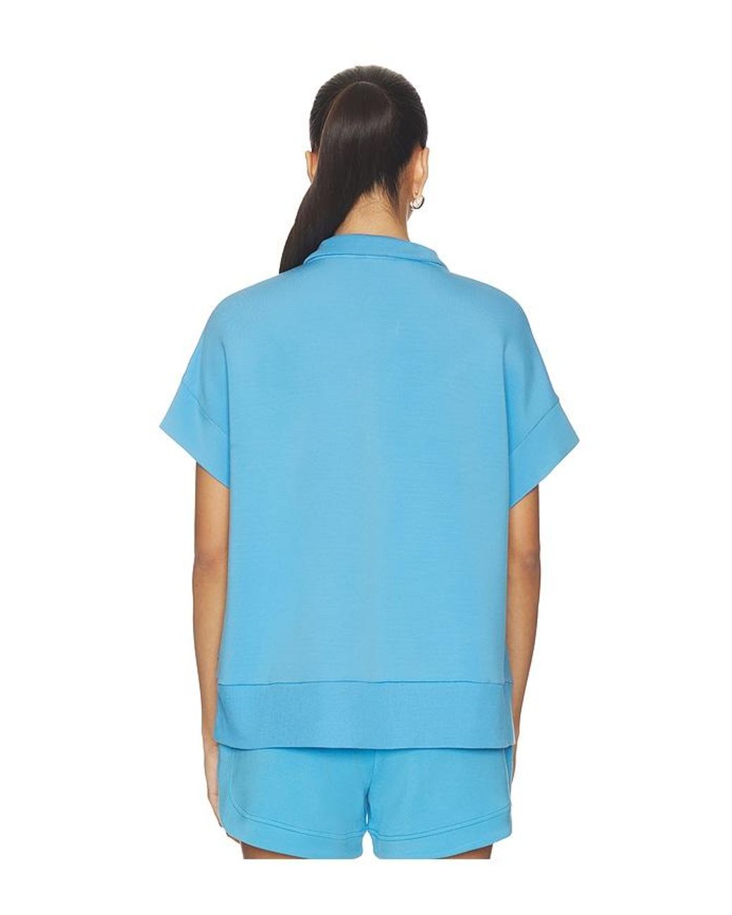 Varley Blue Ritchie Short Sleeve Sweater