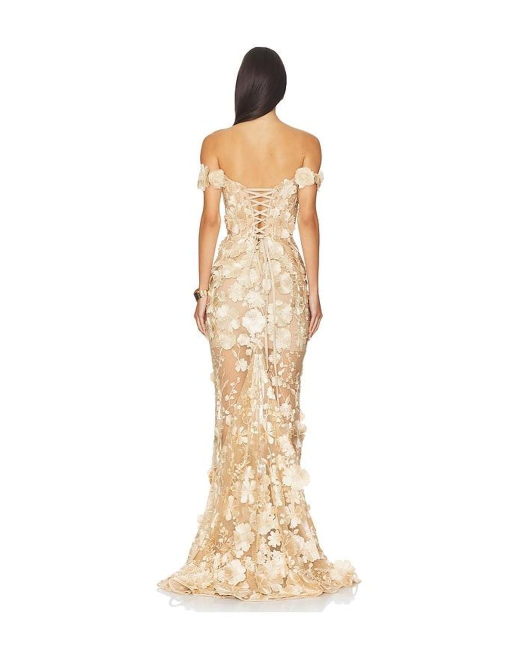Bronx and Banco Metallic Jasmine Off The Shoulder Gown
