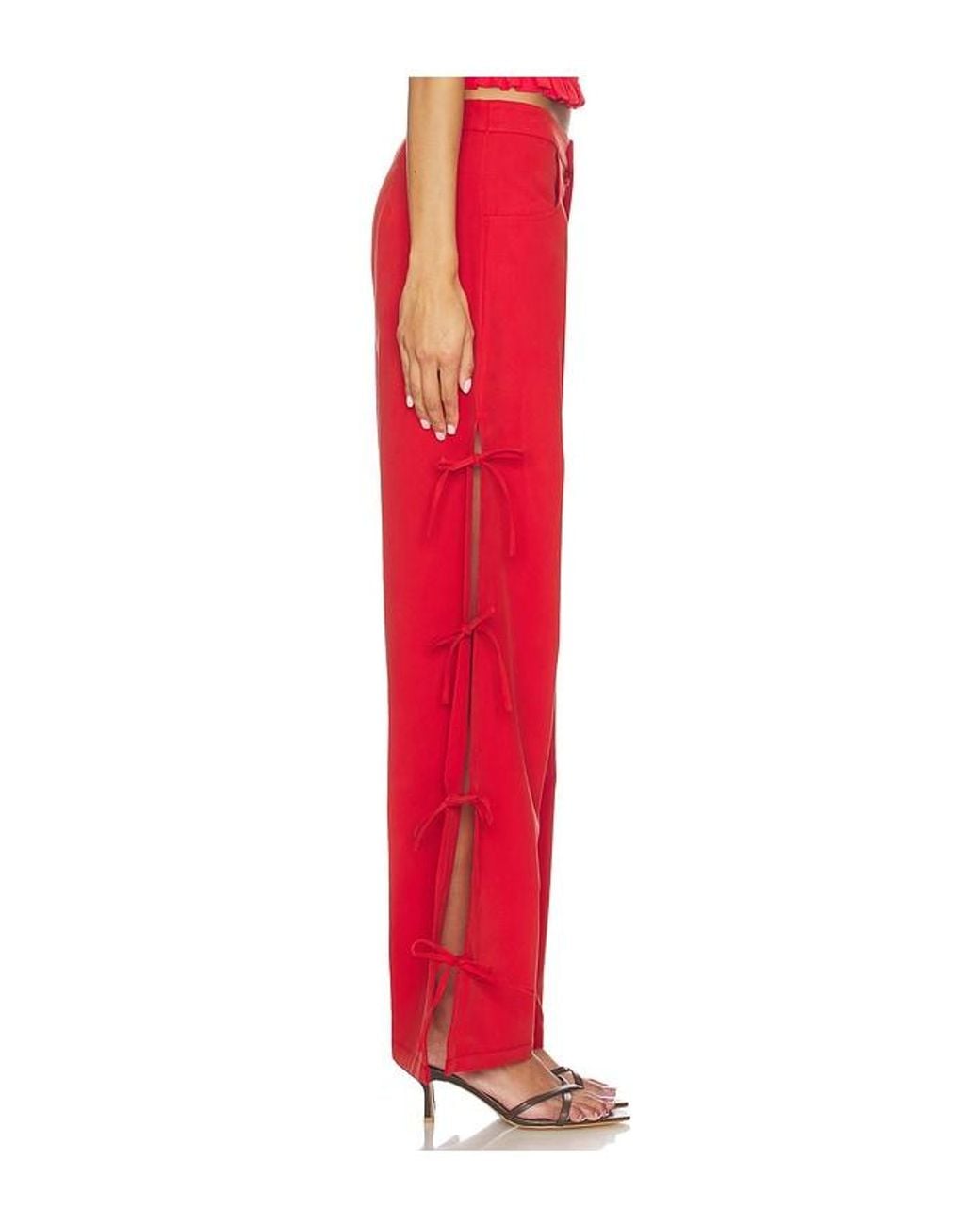 LNA Red Delia Tie Side Pant