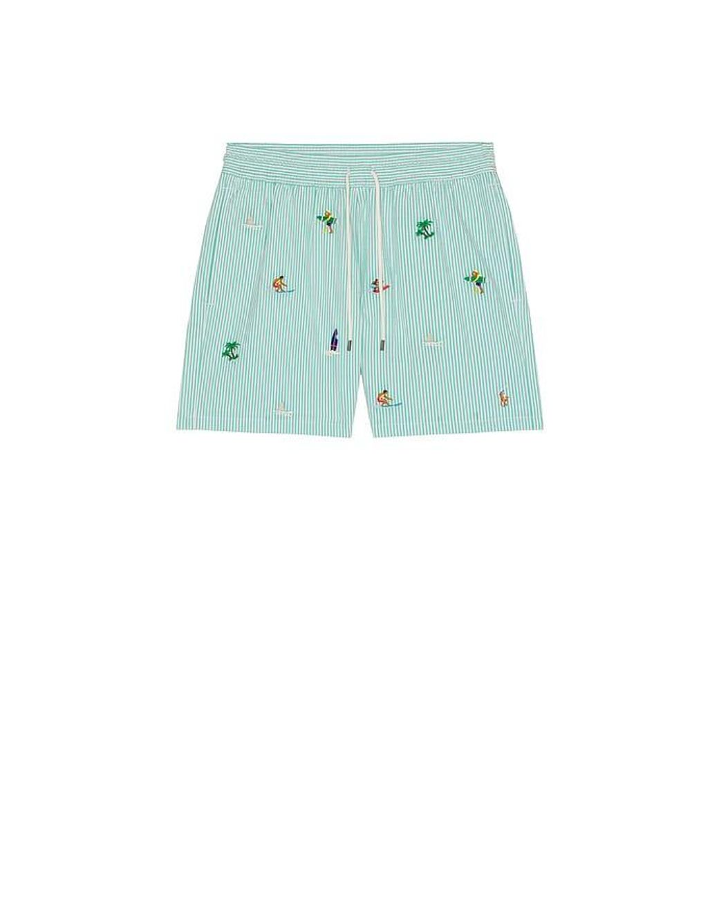 Polo Ralph Lauren Blue Stretch Seersucker Traveler Swim Trunk for men
