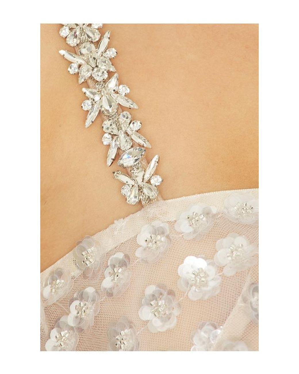 Bronx and Banco White Embellished Mini Dress With Diamond Strap