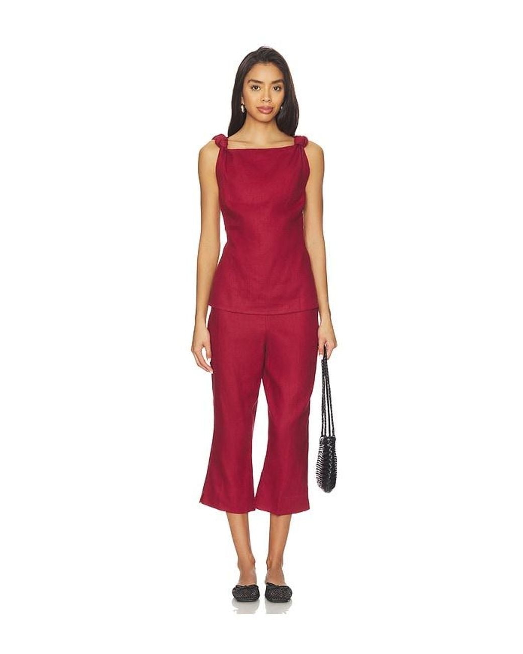 Faithfull The Brand Red Valeria Capri Pant