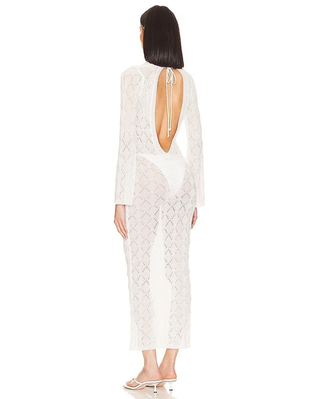 MORE TO COME White Dylan Deep V Maxi Dress