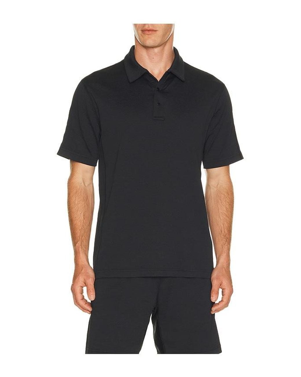 Reigning Champ Black Solotex Mesh Tiebreak Standard Polo for men