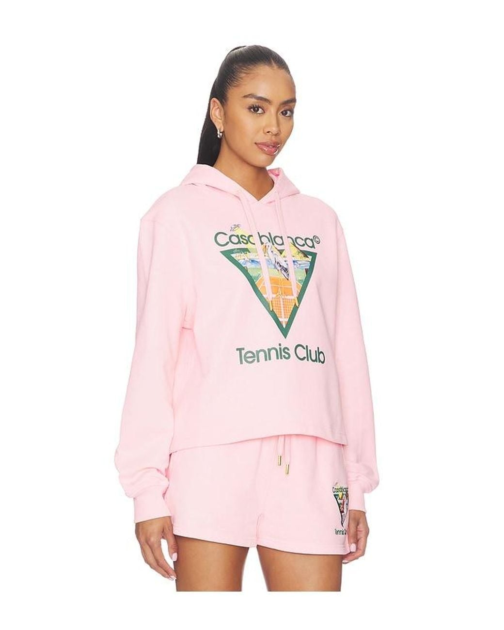 Casablanca Pink Tennis Club Cropped Hoodie
