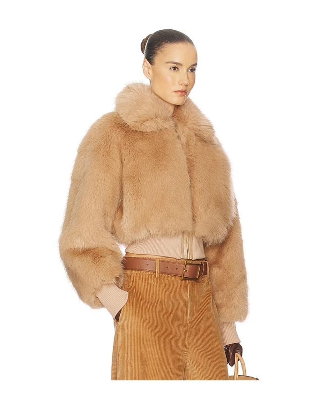 Helsa Natural Faux Fox Bomber Jacket