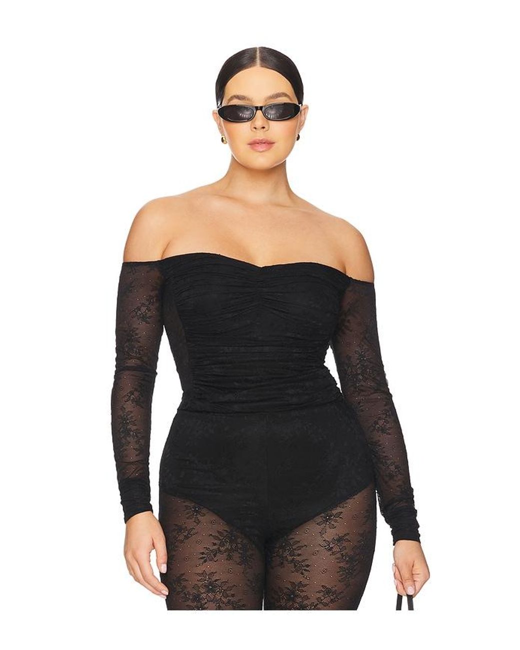 AFRM Black Odilla Lace Combo Top