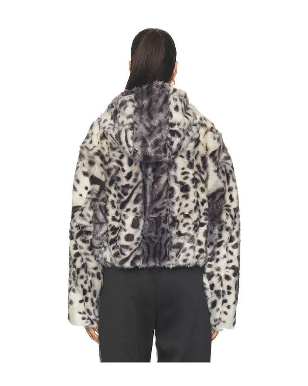 AKNVAS Black Hesse Faux Fur Leopard Jacket