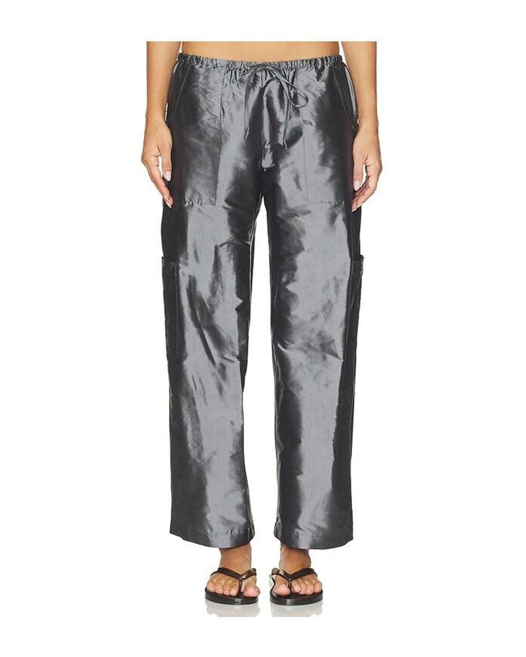DONNI. Black The Taffeta Drawstring Cargo Pant