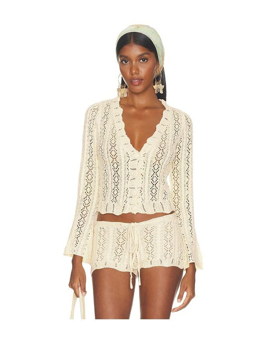 SNDY'S Natural Crochet Cardigan