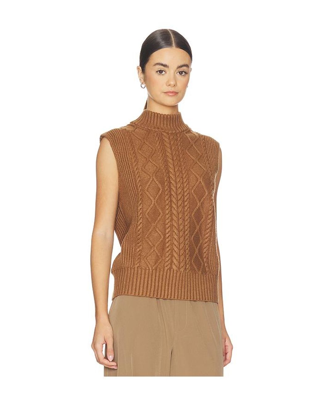 Varley Brown Joilette Roll Neck Vest Top