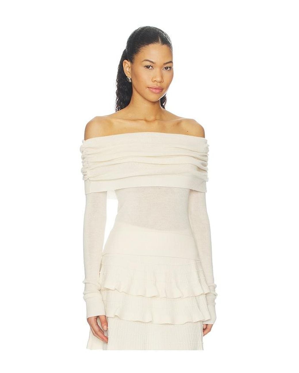 Susana Monaco Natural Light Merino Off Shoulder Sweater