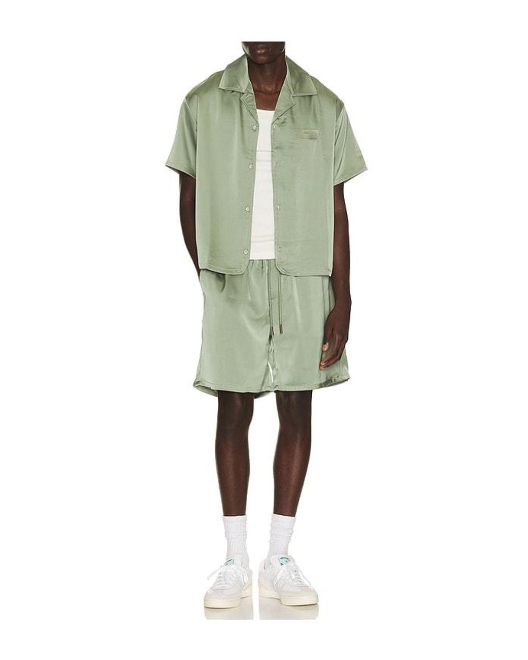 Honor The Gift Green Satin Drawcord 7 Shorts for men