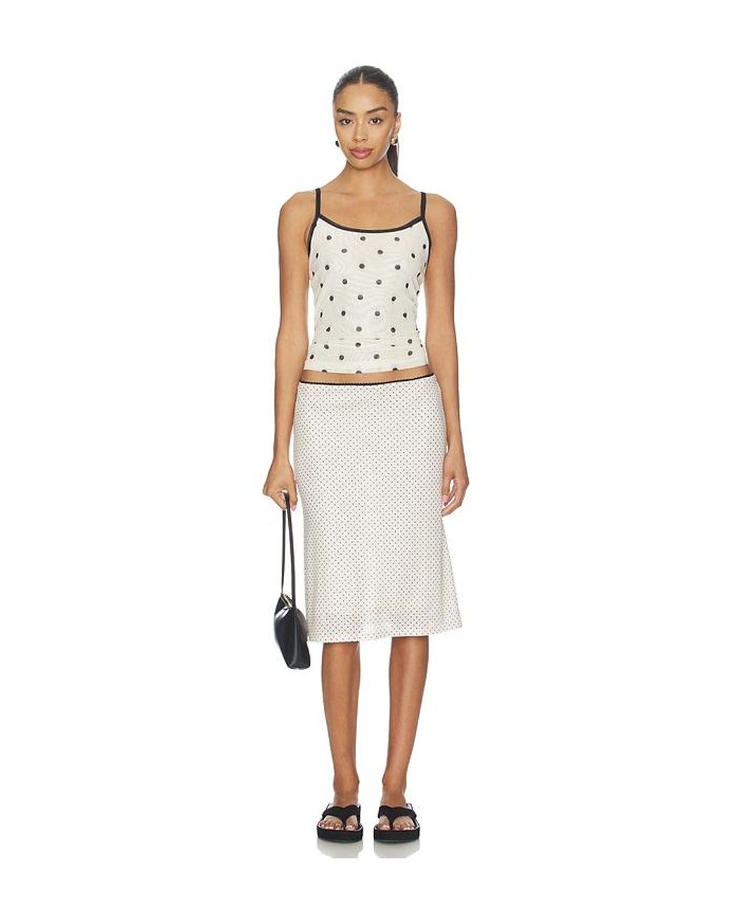 With Harper Lu White Mesh Midi Skirt