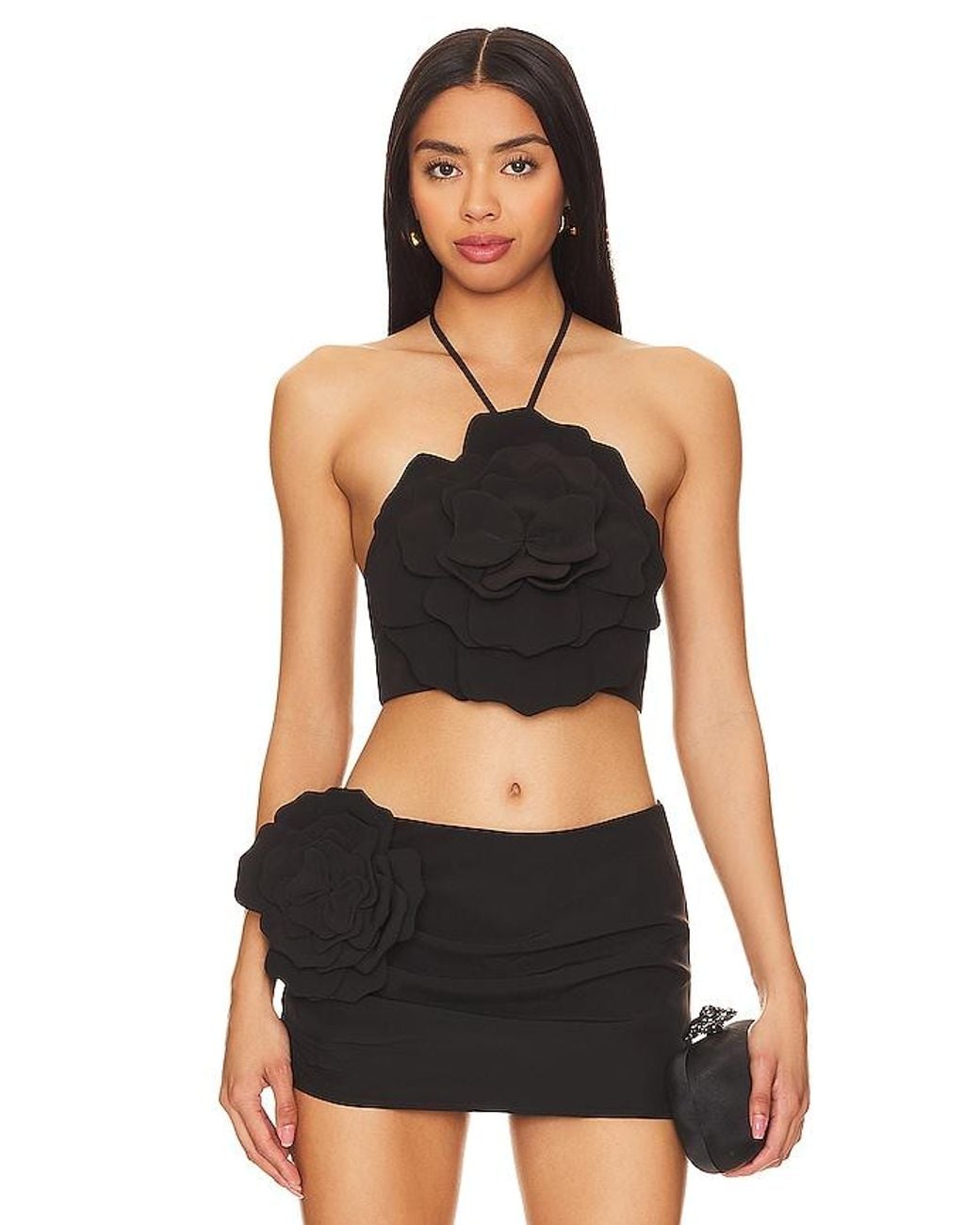 Lovers + Friends Black Zora Crop Top
