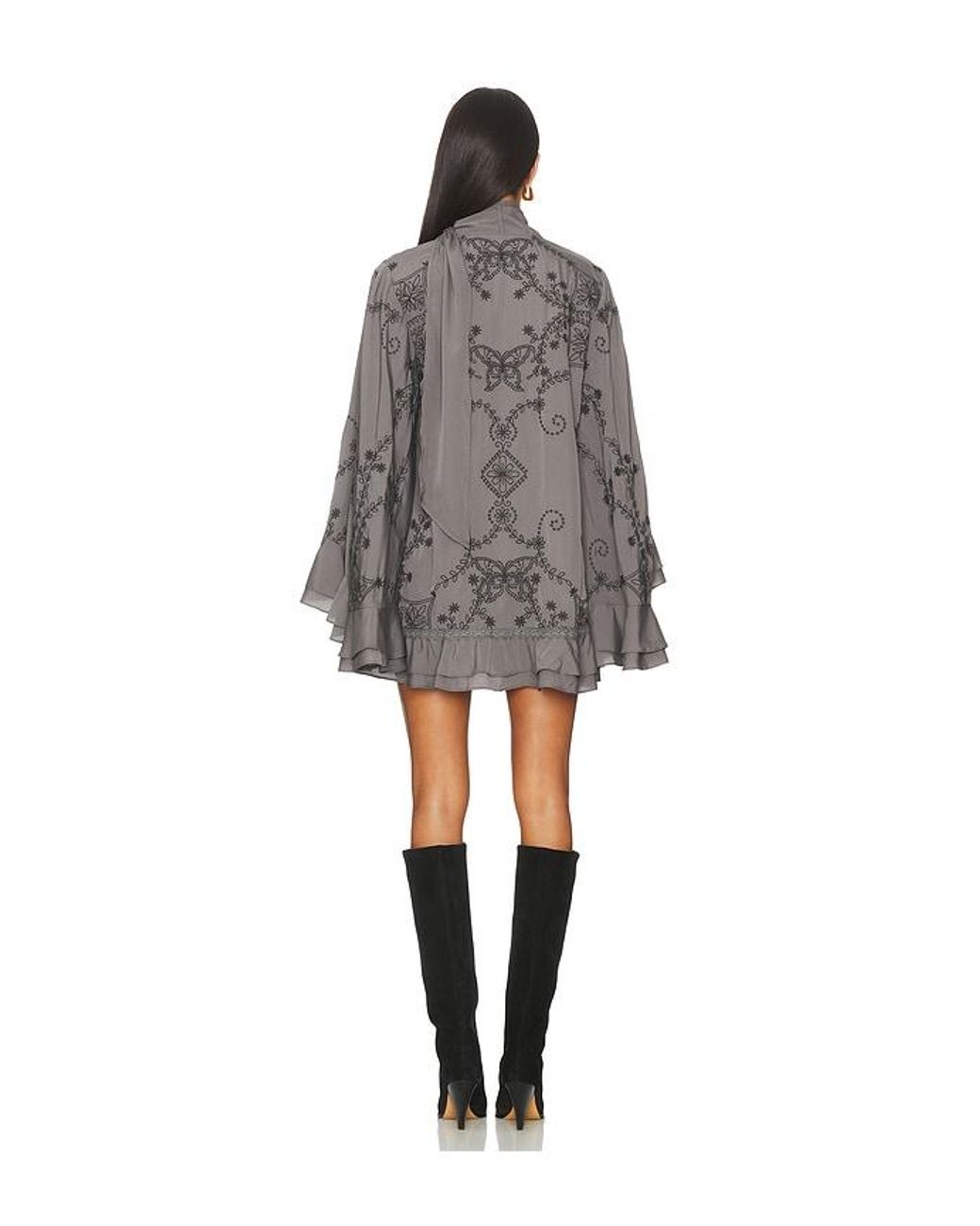 Free People Gray Bali September Sun Mini Dress