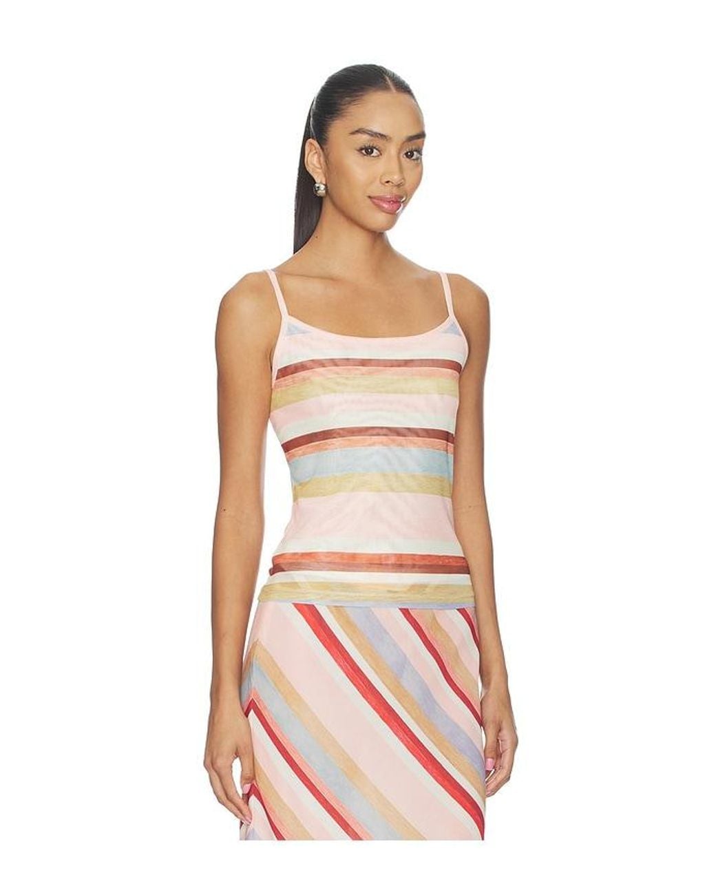 With Harper Lu Multicolor Mesh Camisole Top