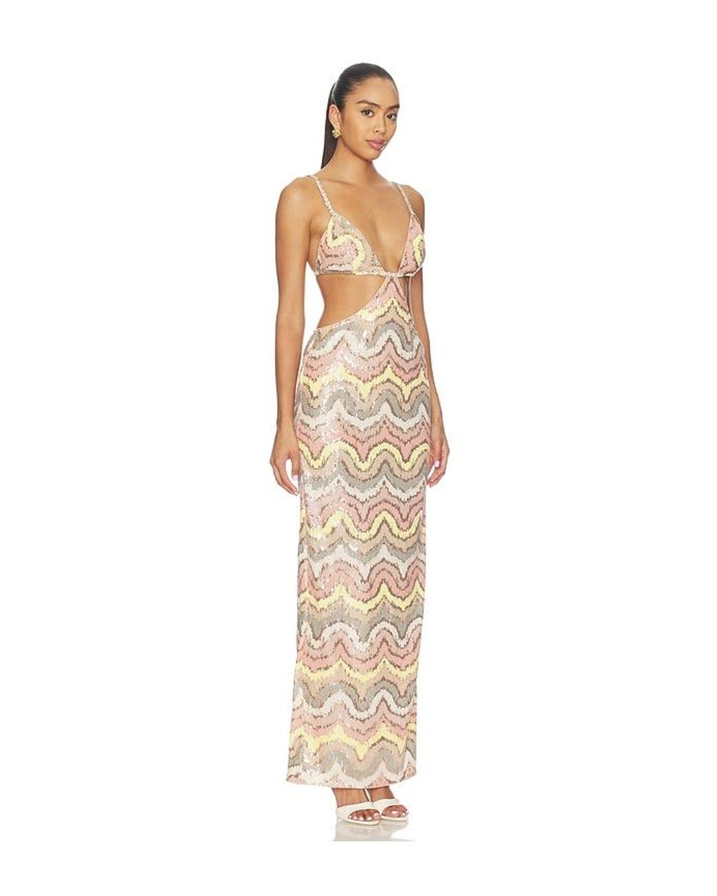 Bronx and Banco White Sonia Sequin Cutout Maxi Dress