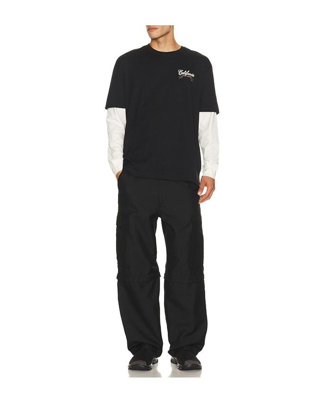 Guess Black Double Layered Mountain Tee for men