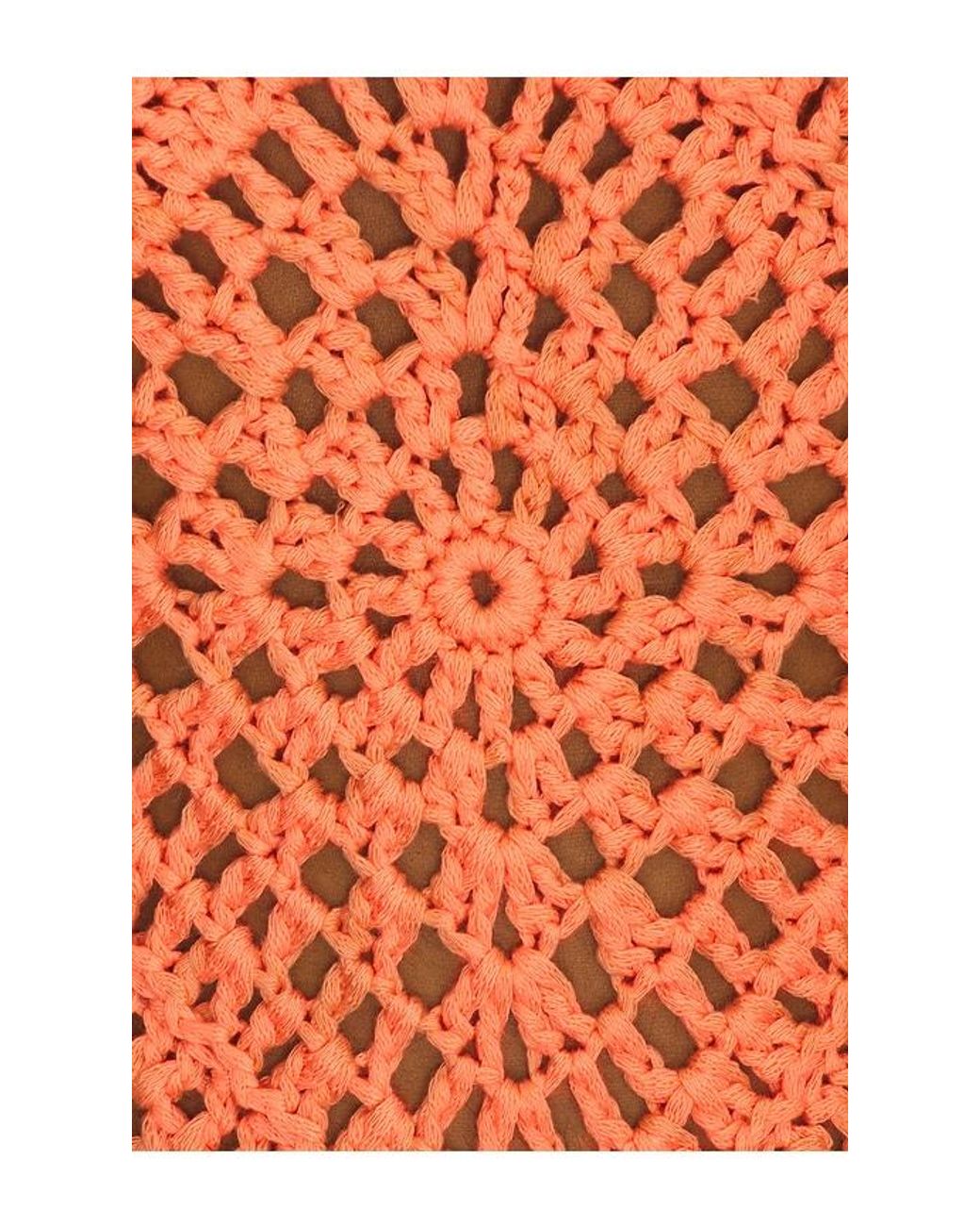 Line & Dot Orange Wandering Crochet Dress