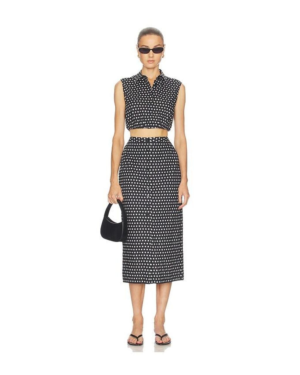 FRAME Black The Polka Dot Skirt