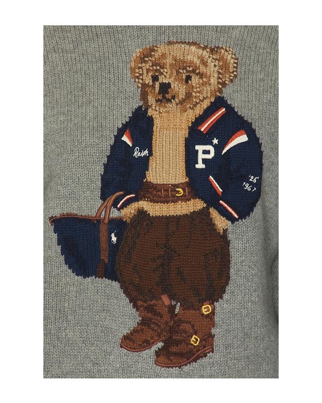 Polo Ralph Lauren Multicolor Wool Bear Long Sleeve Crew Neck Sweater