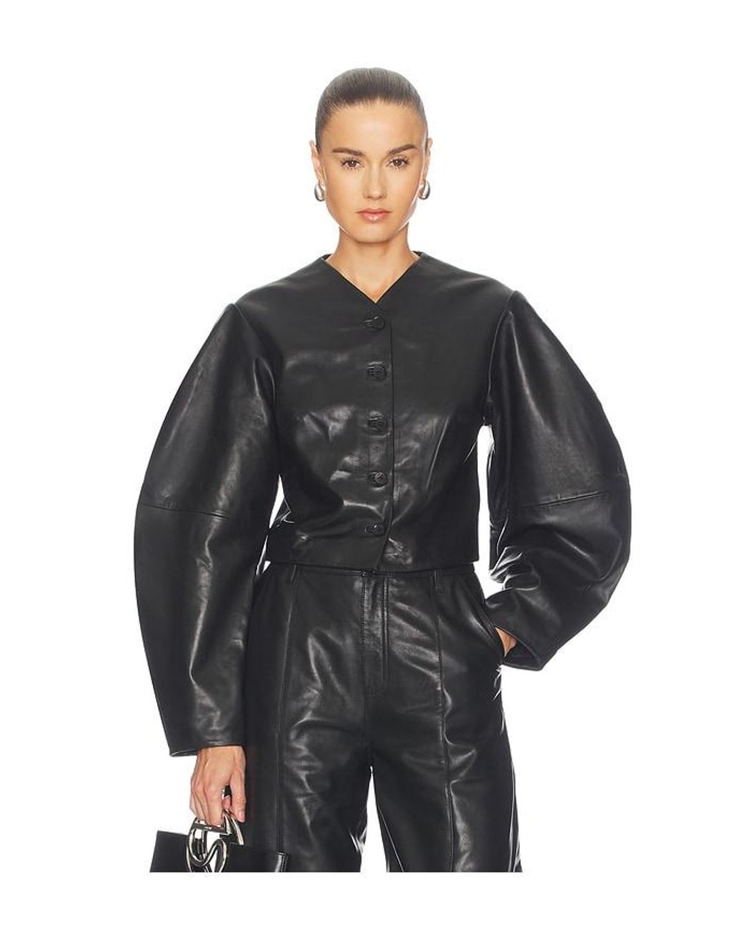 ROTATE BIRGER CHRISTENSEN Black Fitted Leather Jacket