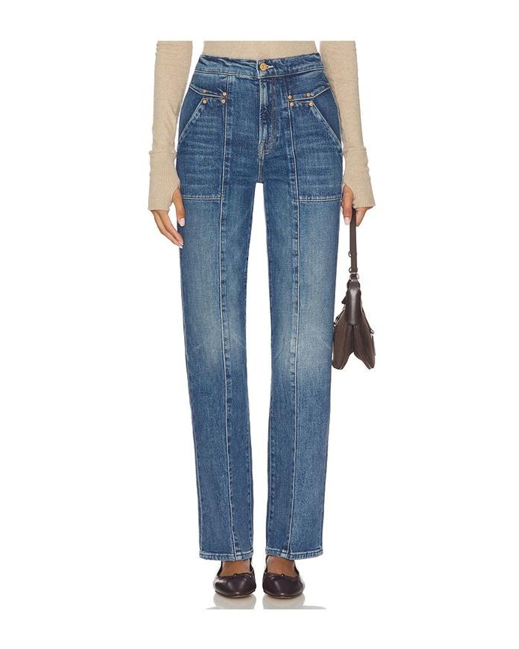 Mother Blue The Riveting Rambler Zip Sneak Jeans