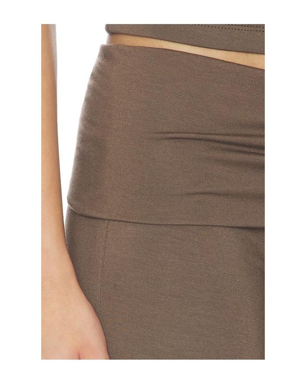 ÉTERNE Brown Soft Jersey Foldover Flare Pant