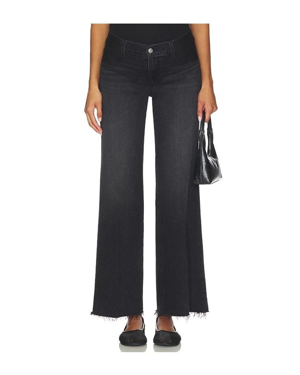 PAIGE Black Anessa Maternity Wide Leg Jeans