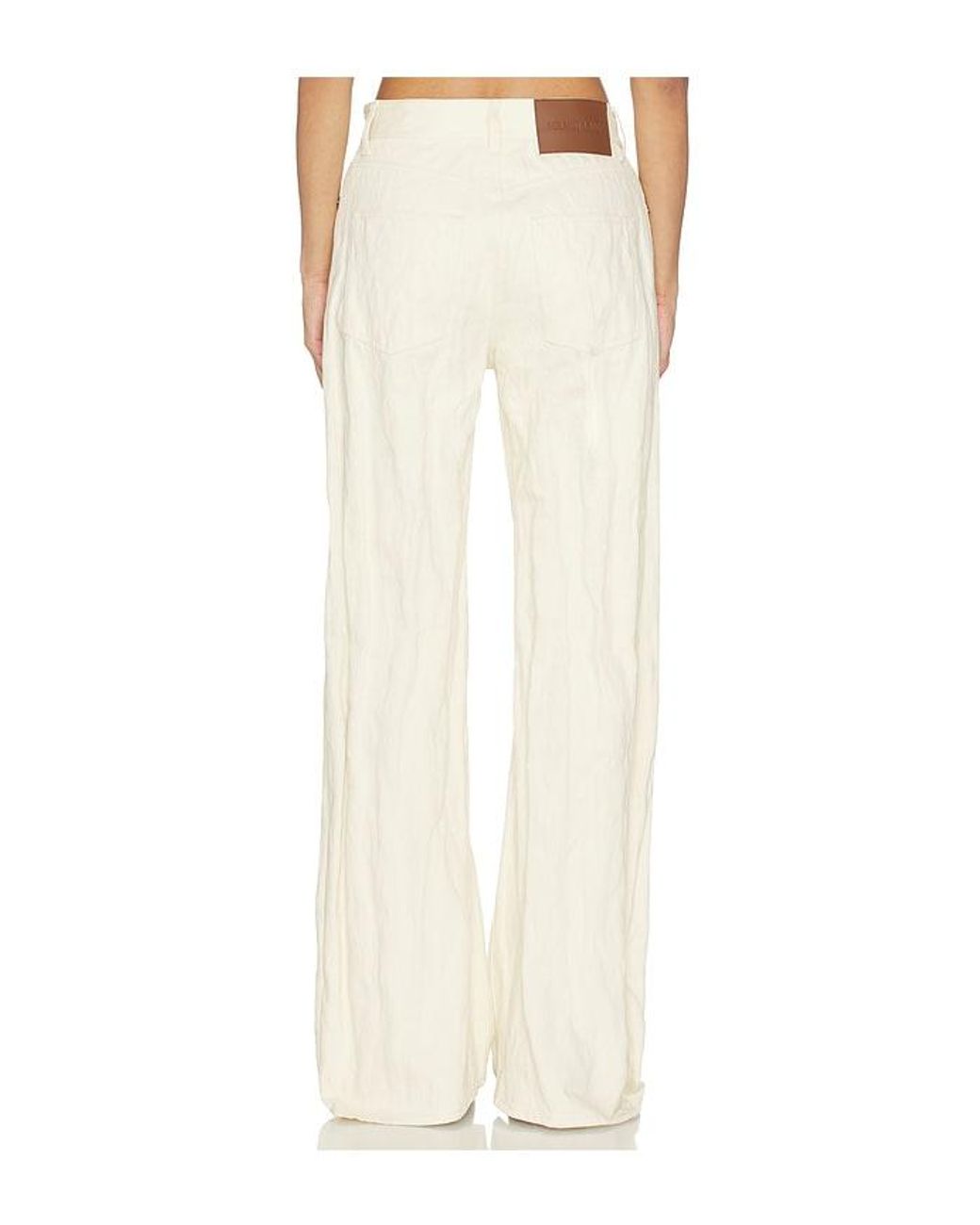 Helmut Lang White Crushed Relaxed Bootcut Pant
