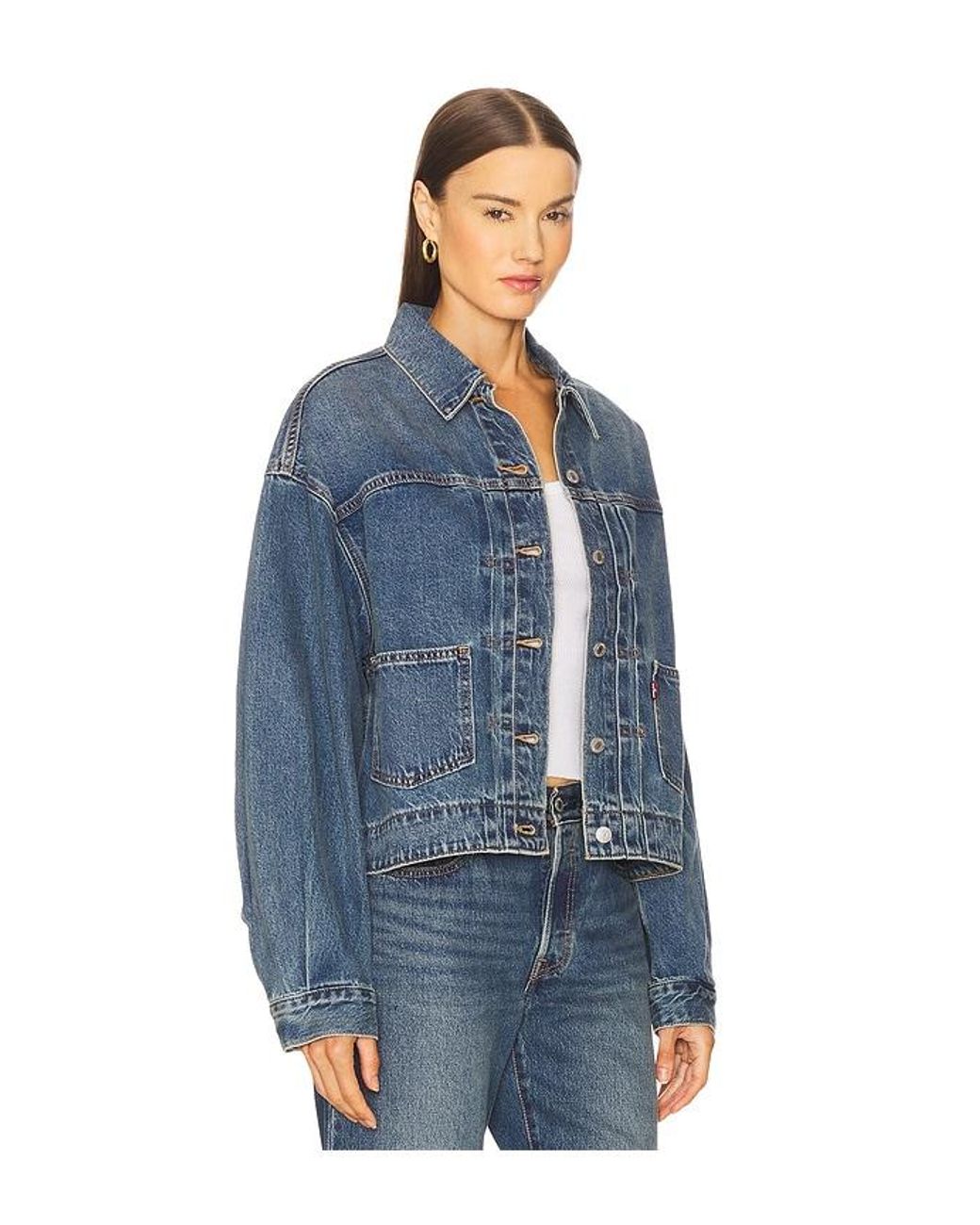 Levi's Balloon Sleeve Trucker in Blue | Lyst