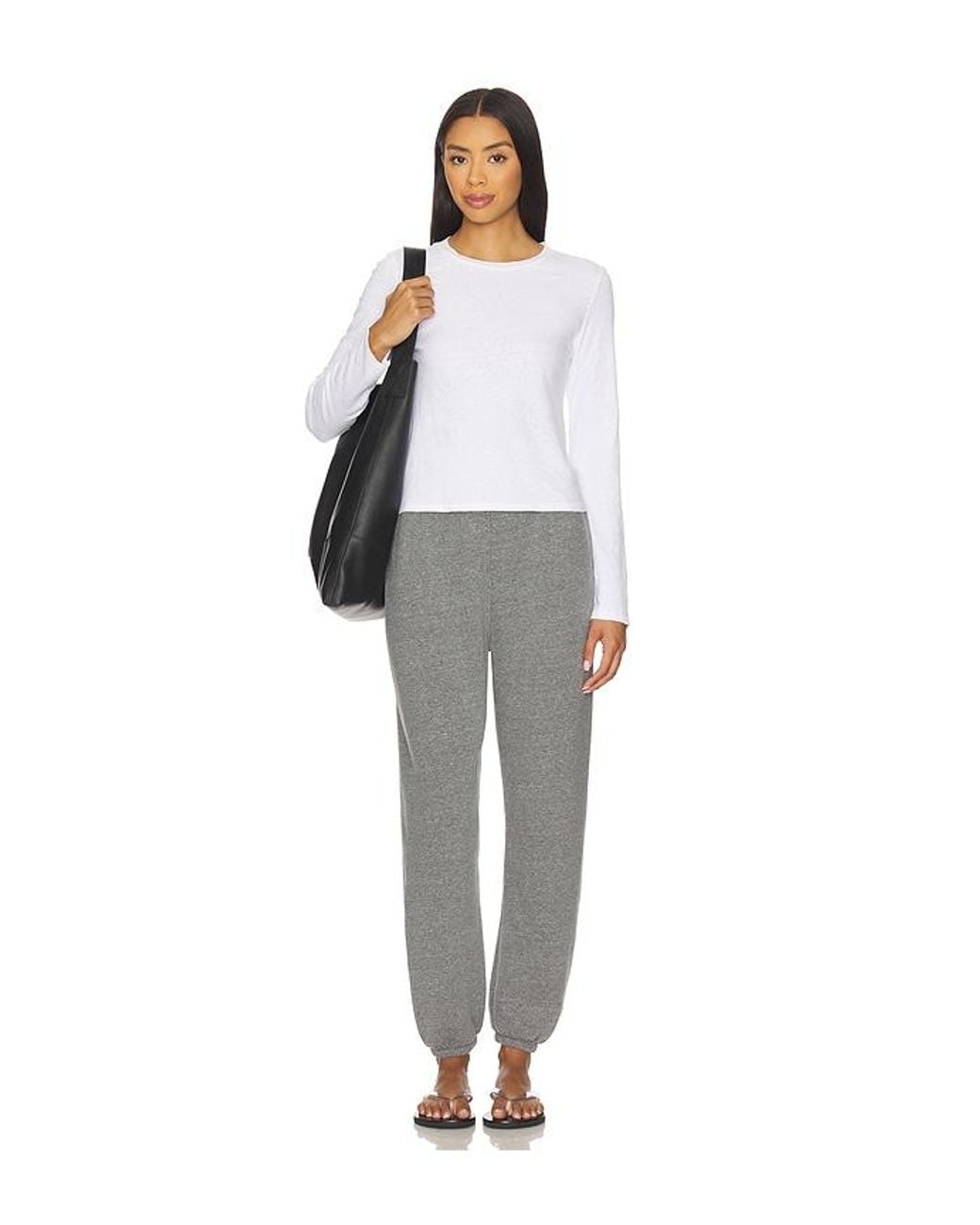 PERFECTWHITETEE Gray Jamie Cotton Long Sleeve