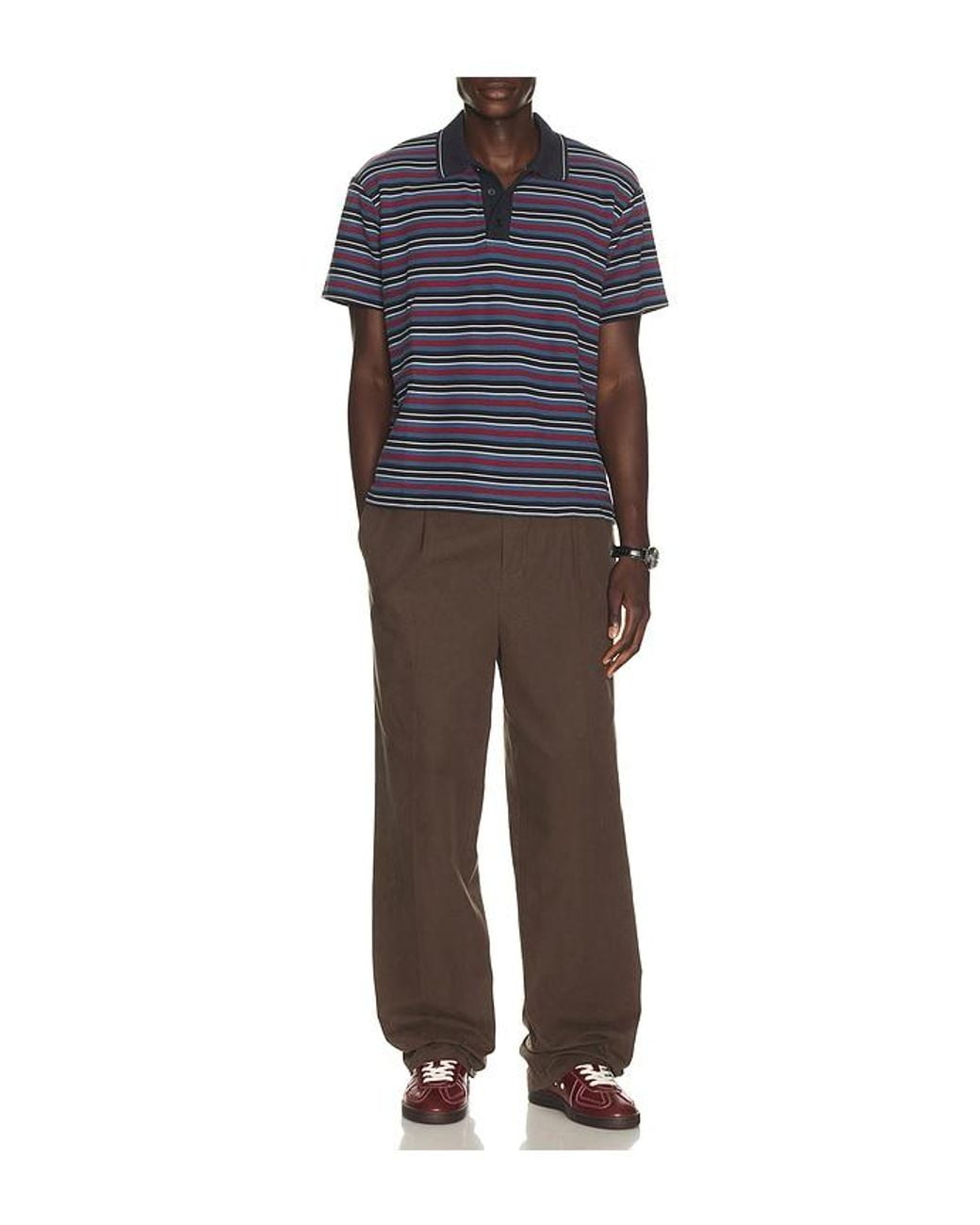 Rag & Bone Blue Stripe Pique Polo for men