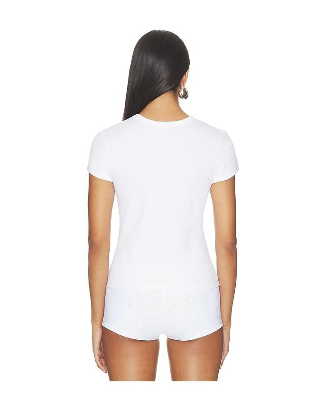 Frankie's Bikinis White X Devon Lee Carlson Diva Cotton Ribbed Tee Shirt