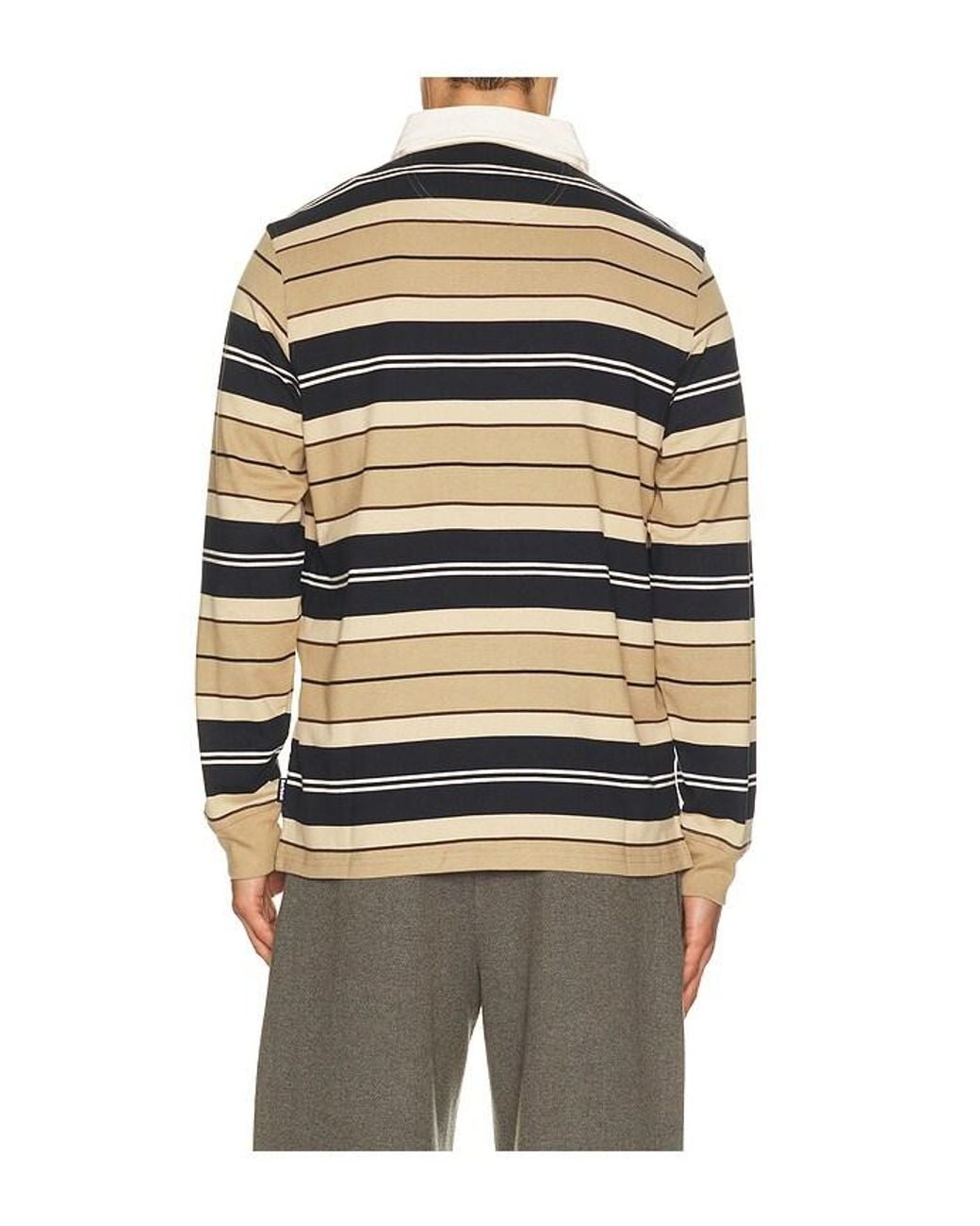 Barbour Brown Frith Tartan Stripe Rugby Polo Shirt for men