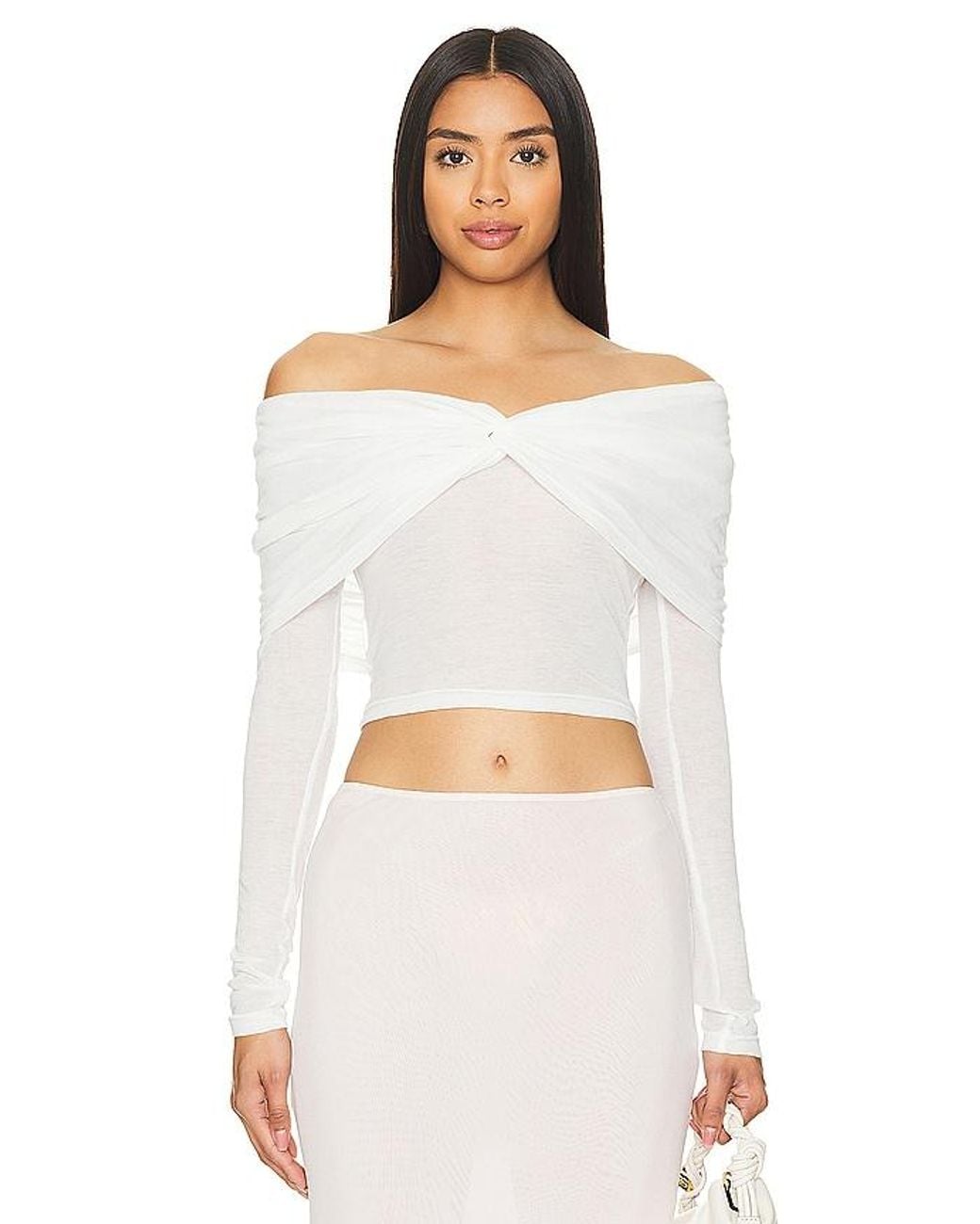 SNDY'S White Madrid Off Shoulder Top