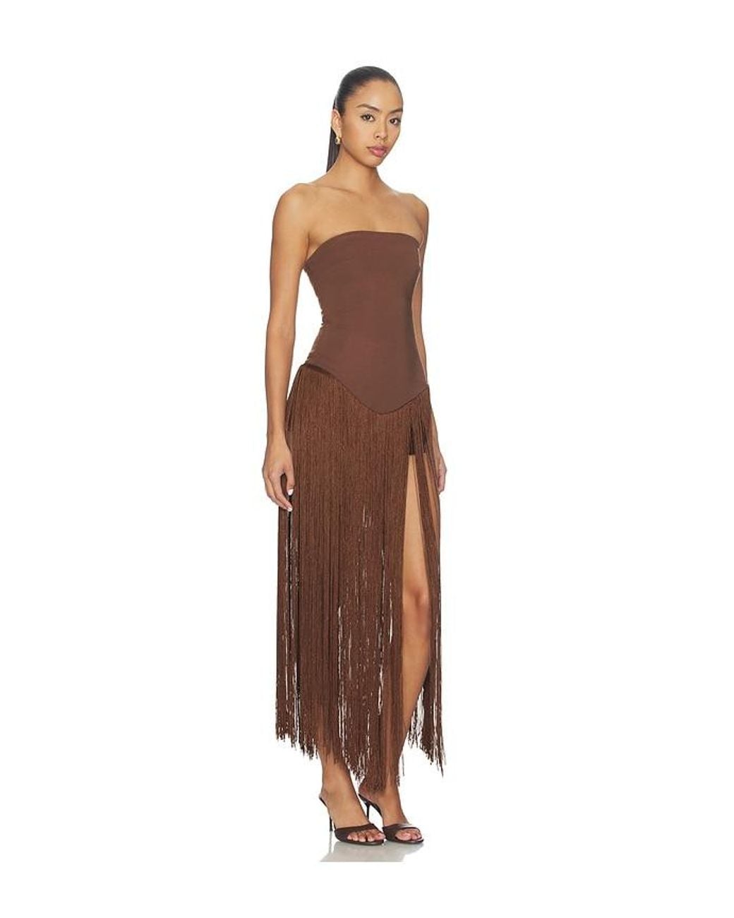 superdown Brown Tea Fringe Romper
