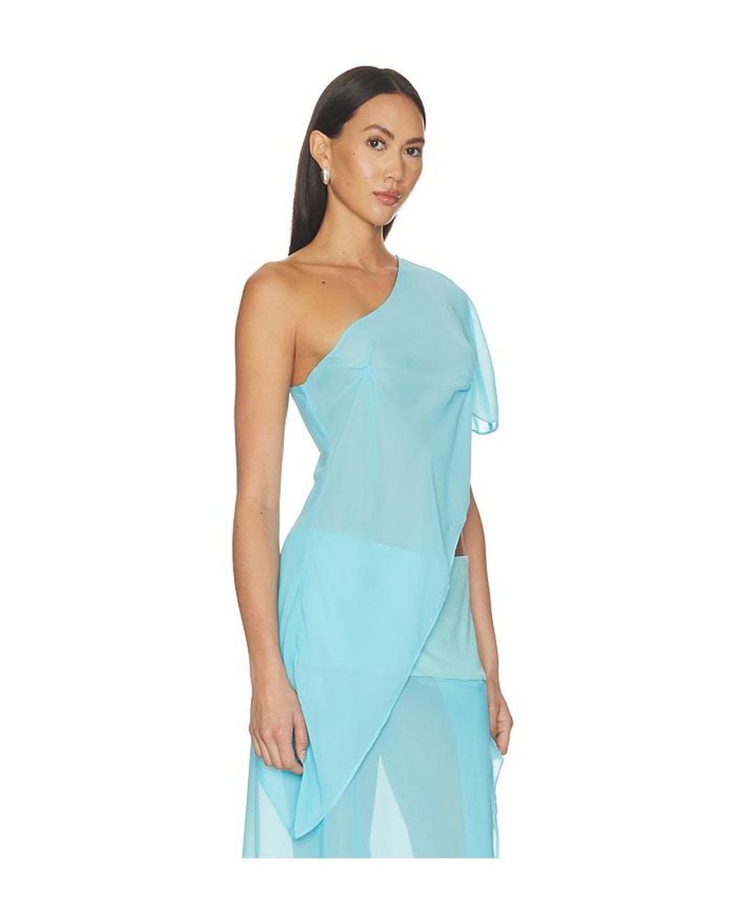 BY.DYLN Blue Marilyn Sheer Top